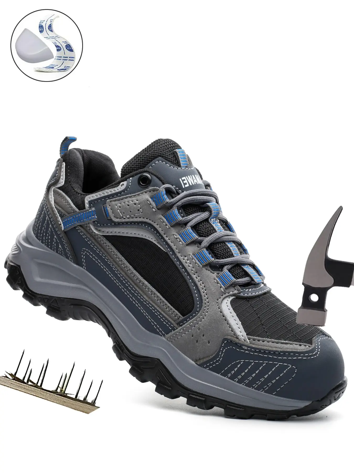Steel Toe Safety Shoes, Protective Work Shoes, Lightweight Durable Work Boots, Anti-Compression Anti-Puncture, Ideal Gift for Men, Suitable for Factory Warehouse Garden