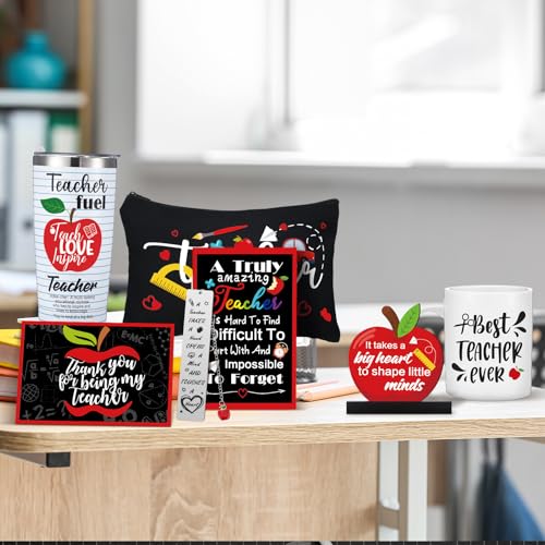 Teacher Appreciation Gifts for Women Teacher Gifts Box with Steel Cup Coffee Mug Candle Socks Pen Holder Metal Bookmark Thank You Gift Basket for Teachers Birthday Graduation Party Back to School