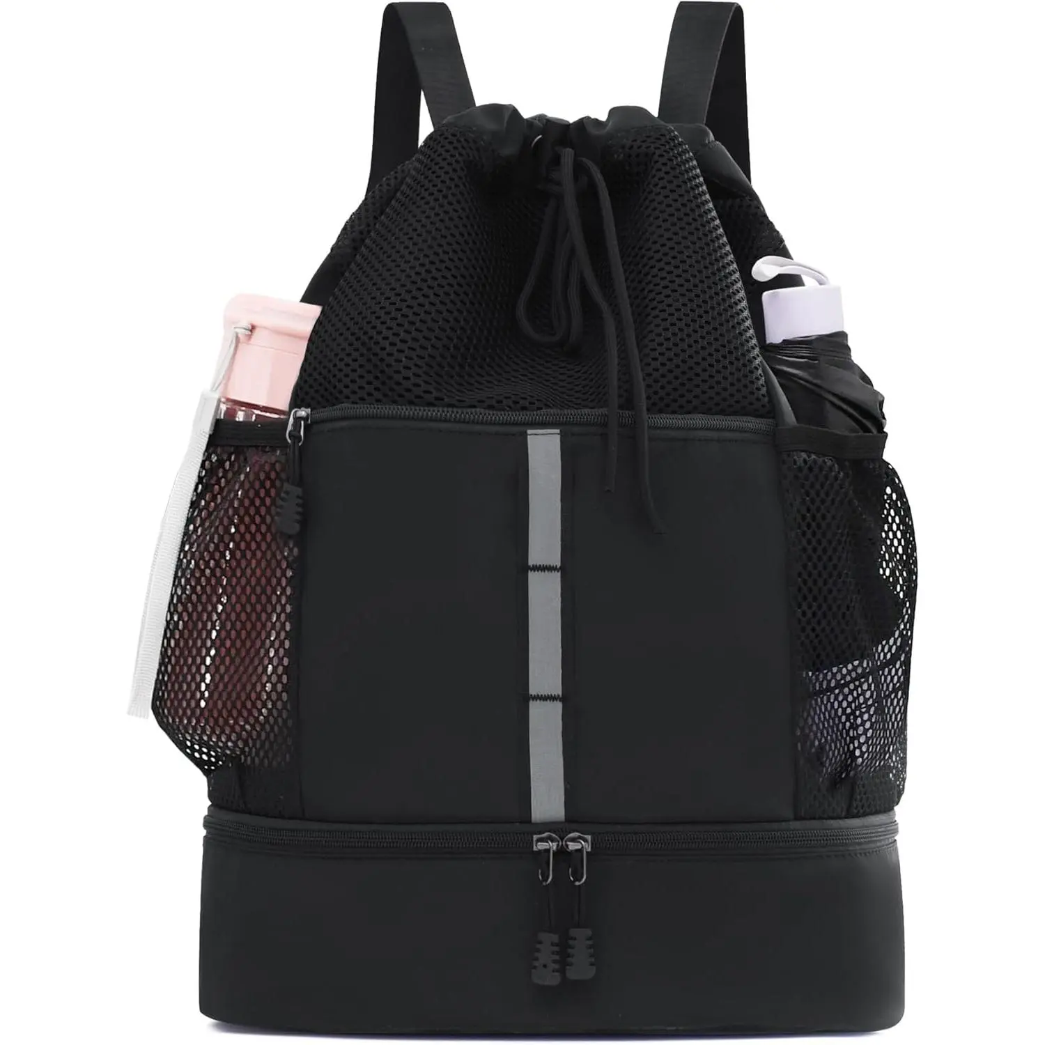 outdoor sports U.helper Waterproof Gym Drawstring Backpack, Sports Sack with Shoes Compartment & Wet Pockets for Ball/Beach/Swim Training