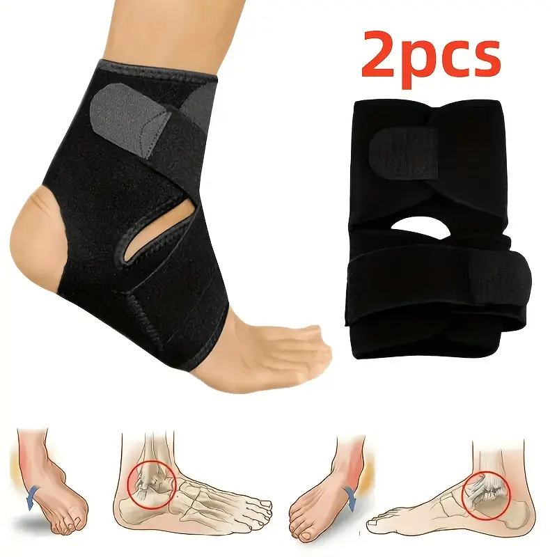 2pcs ankle support brace, polyester fiber, with hook and loop fastener - breathable achilles tendon strap, suitable for running, cycling and a variety sports - hand wash only, Running Gear, Injury Prevention, Snug Fit, Adjustable Strap,.