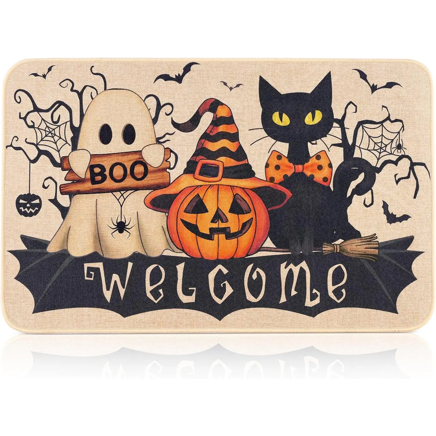 Gothic Bat Door Mat - Classic Durable Indoor-Outdoor Doormat for Front Door/Entryway, 24x16 inch & 32x20 inch Unwelcome Design Mat, Gothic Entryway Decor for Porch, Halloween, Anti-Slip Base