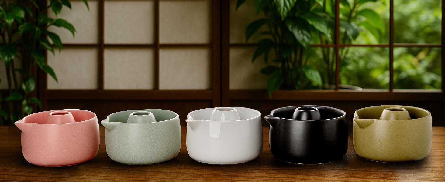 20OZ Matcha Whisk Set - 5PCS Japanese Tea Set Includes Matcha Bowl with Spout, Bamboo Whisk with Ceramic Holder, Bamboo Scoop and Sifter, Matcha Kit for Ceremony, Gift for Matcha Lovers (Matcha Green)