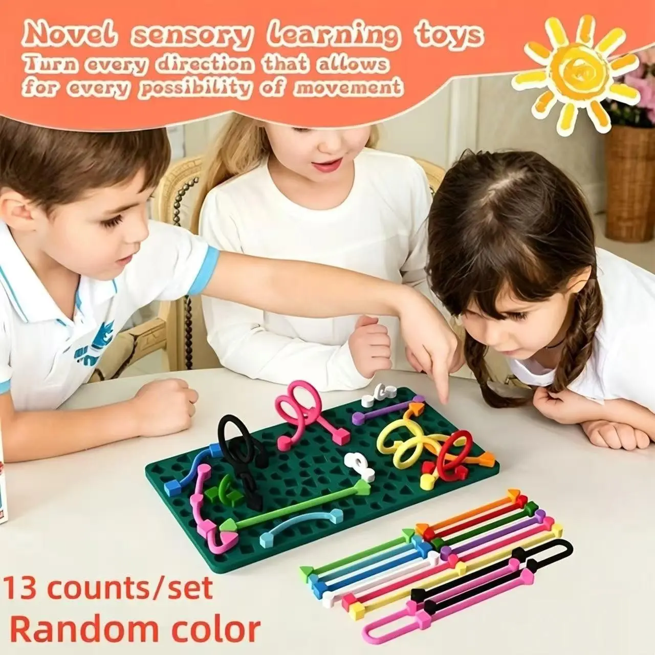 Geometric Stress Relief Board Gift Set, Includes 12 Relaxation Sticks & Portable Bag, Ideal for Kids & Teens, Random Shapes & Colors
