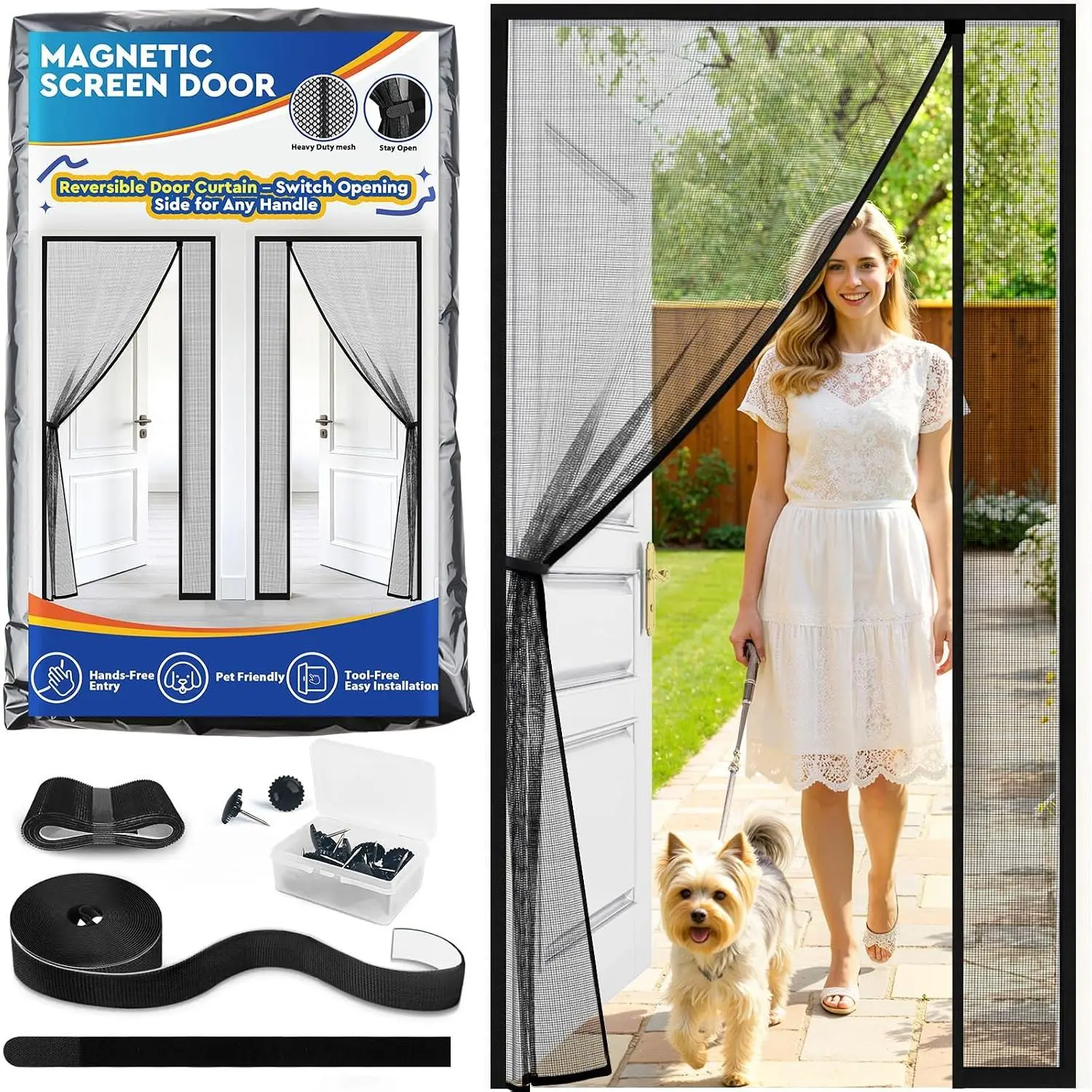 Mesh Screen Door, Reversible Left & Right, 34 x 81 in
