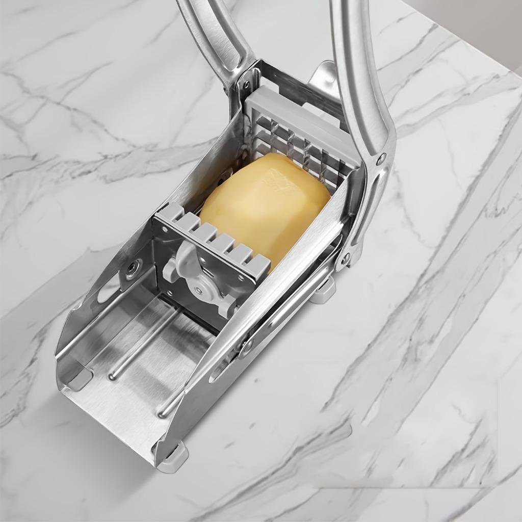 Stainless Steel Potato Chipper, 1 Box Manual Potato Cutter with Suction Cup Base, Vegetable Cutter, Vegetable Slicer Dicer, Kitchen Utensils & Gadgets