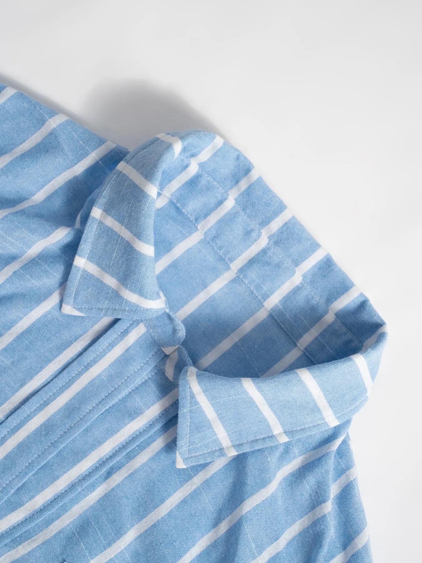 Women's Striped Print Woven Shirt Blouse, Casual Long Sleeve Collared Top for Spring & Fall, Women's Clothing for Daily Wear