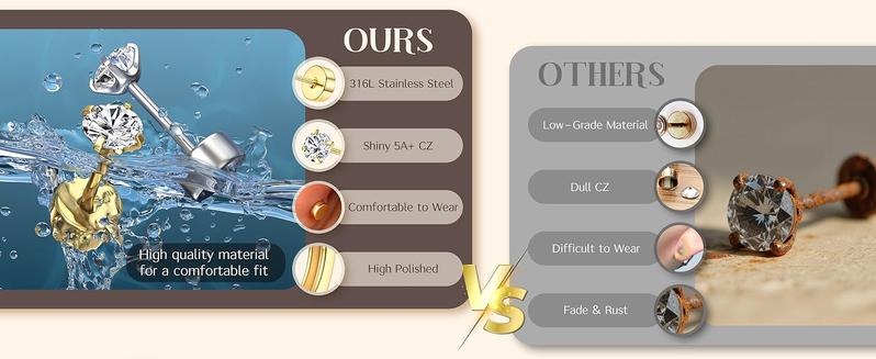 16 Gauge Cartilage Earrings for Women - 14K Gold Plated Flat Back Earrings Hypoallergenic Surgical Stainless Steel Stud Hoop Cartilage Earrings Set Daith Conch Tragus Helix Piercing Jewelry