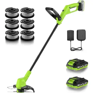20V 12" Cordless Weed Wacker, 3.5LBs Ultra-Lightweight Weed Eater, 180? Pivoting  3-in-1 String Trimmer & Lawn Edger with (2) 2.0Ah  and Auto-Feed for Non-Stop Yard Work