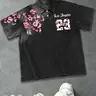 Y2K Style Unisex Polo Shirt, 100% Pure Cotton Los Angeles "Sakura 23" Graphic — 240g Heavyweight Washed Cotton Short-Sleeve Polo T-Shirt Short Sleeve,Suit Streetwear, Couples Fashion, Men's Gift