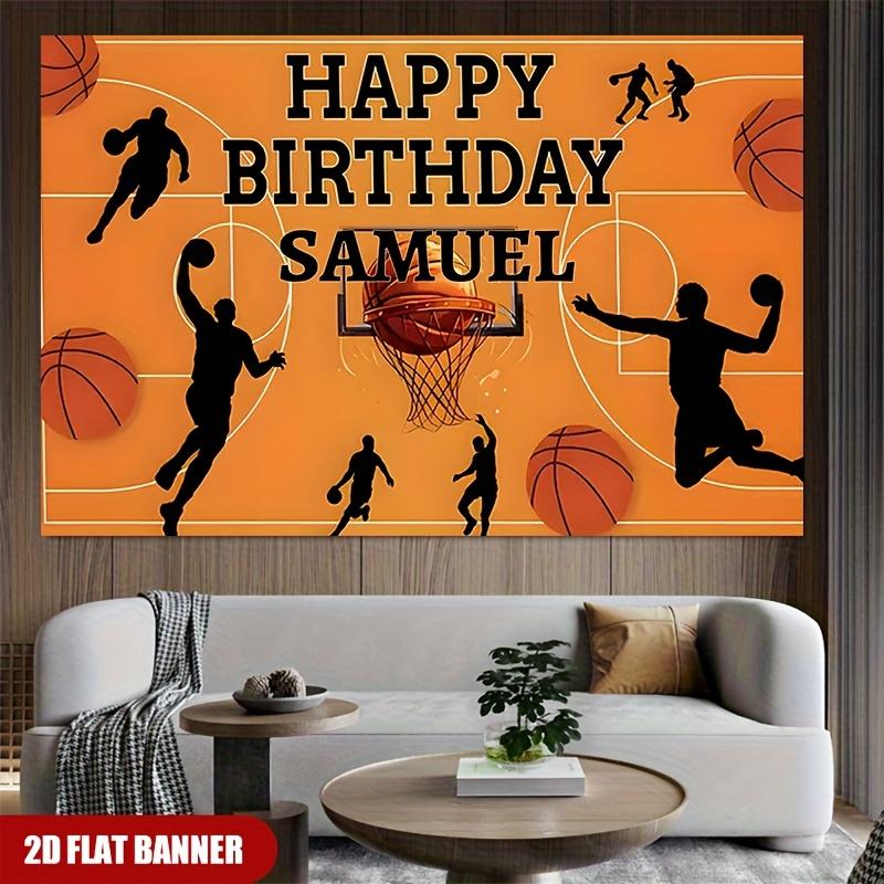 [Custom Basketball Background] 2D Flat Personalized Custom Name Birthday Party Basketball Dunk Background Cloth - Multi-Functional Party Wall Decoration for Home Decor - Suitable for Various Occasions and Patterns - No Electricity Required