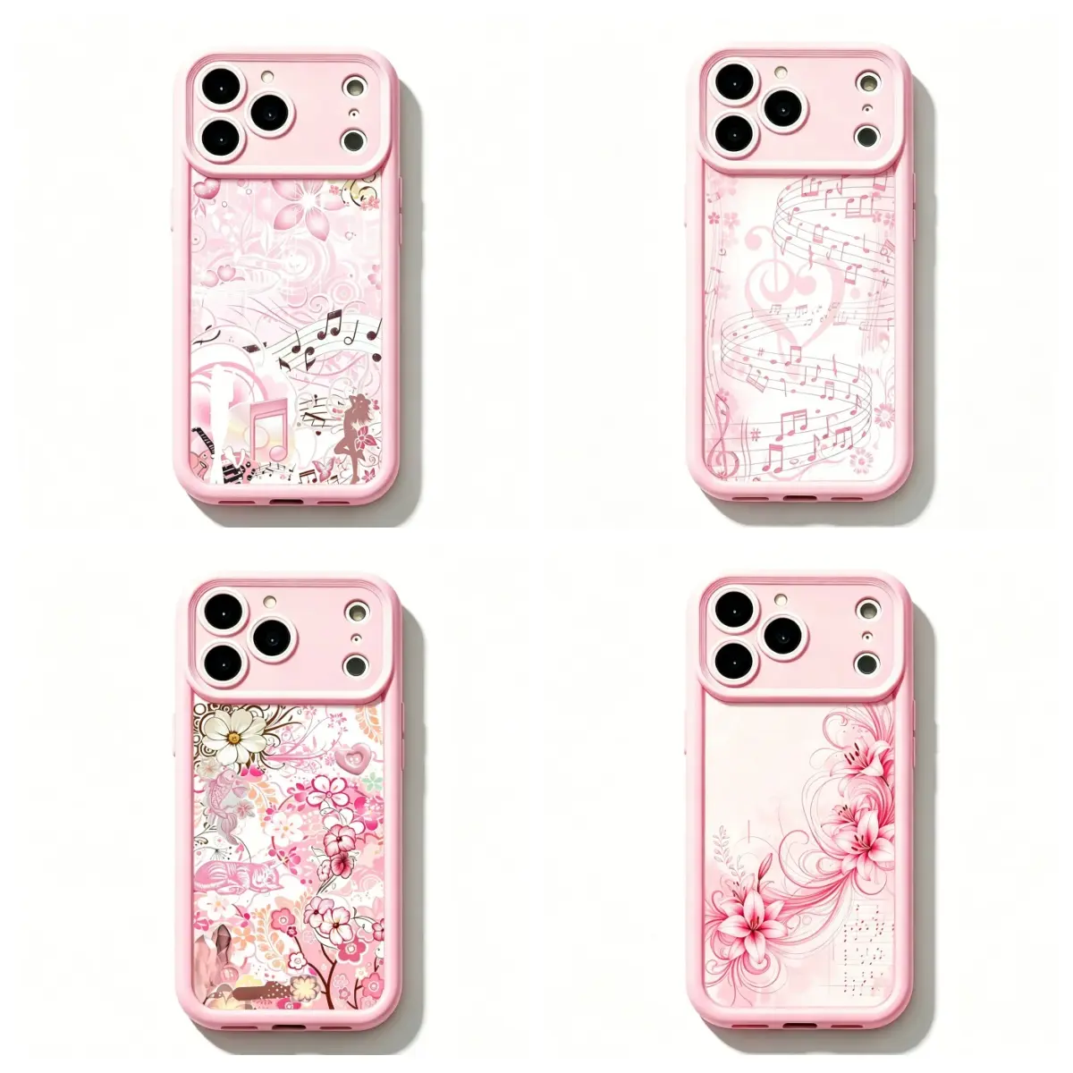 Pink Aesthetic Phone Case | Cute Floral Phone Case with Music Note & Romantic Princess Design |Compatible for iPhone 17 Promax 16 15 14 13 12 11 and for Samsung S22-S26 Ultra|Perfect Gift for Girls, Women