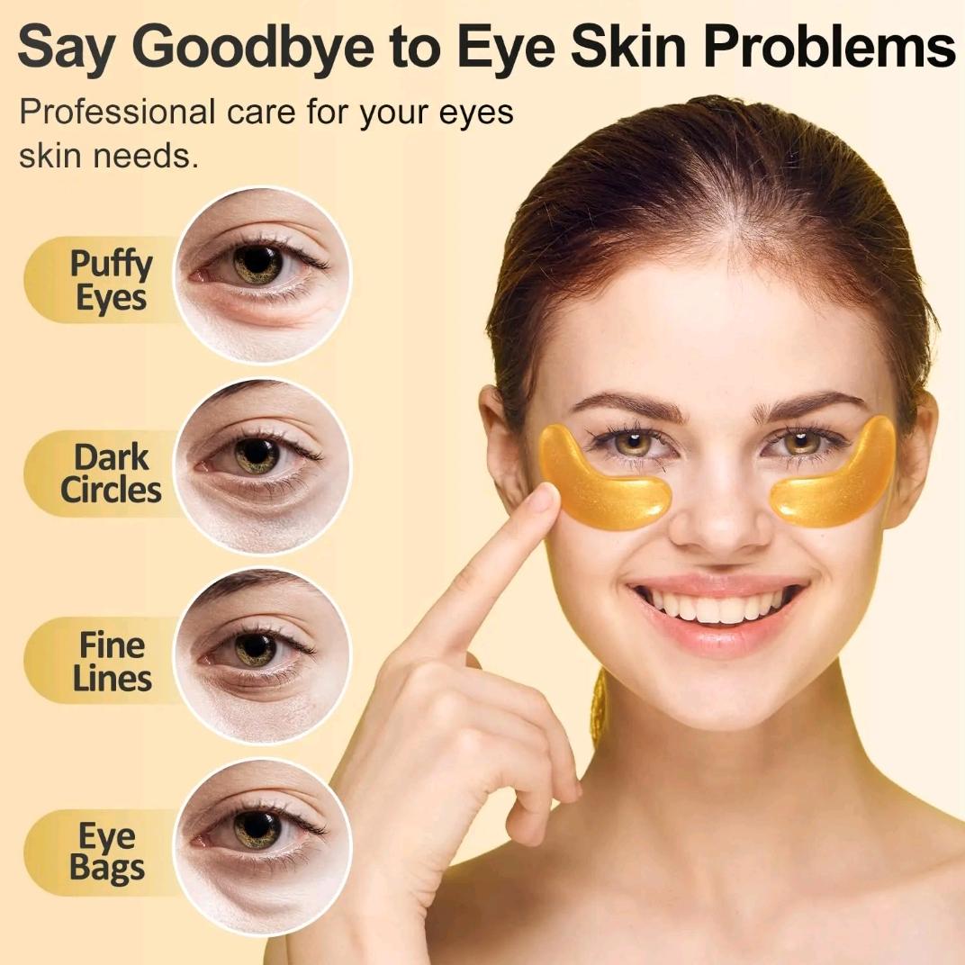 24k Gold Collagen Eye Gel Patches, Eye Mask for Wrinkles and Puffiness, Hydrating Eye Patches, Formulated for Puffy Eyes & Dark Circles, Eye Care Mask for Women & Men, Dark Circle Eye Mask