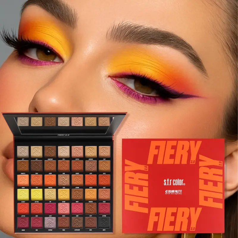 42 Shades Eyeshadow Palette Warm Orange Matte Pigmented Eye Shadow For Daily Halloween Dramatic Eye Look
