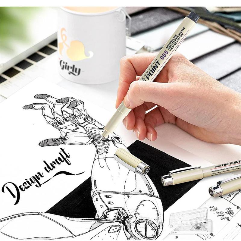 12pcs Hand-paint Needle Pen Set, Micro Fineliner Drawing Art Pen, Art Supplies For Sketching Drawing Painting, Fine Tip Markers