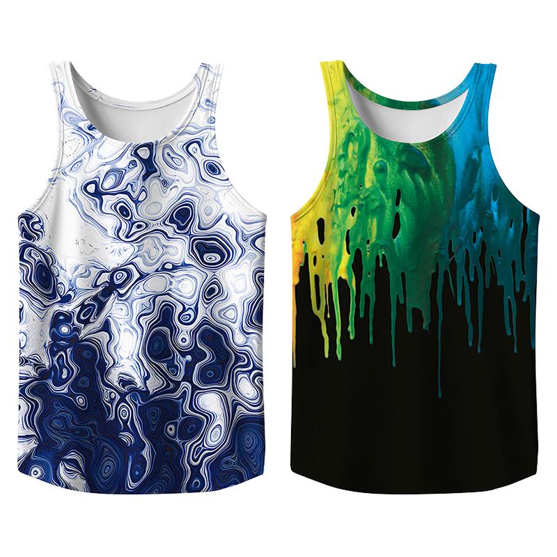 Vintage 2 Pack Oil Painting Tank Top, Trendy Menswear Funny Graphic Tees, Big and Tall Gym Workout Running Tee, Comfy Casual Sleeveless Vests