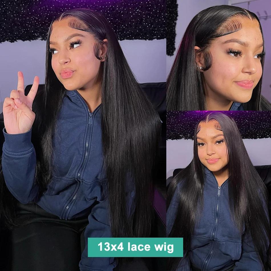 18-36 Inch 200 Density Bone Straight 13X6 Hd Lace Frontal Wig 13X4 Transparent Lace Front Pre Plucked Human Hair For Women