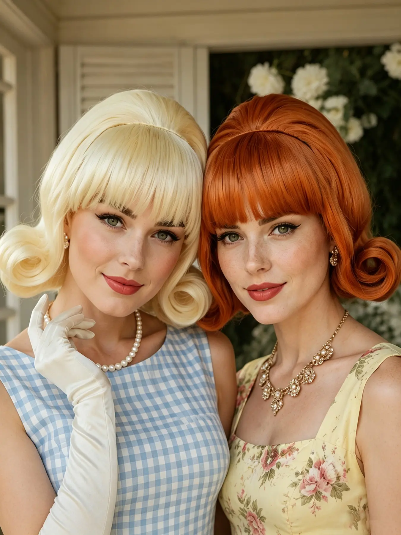 Vintage 50s Bouffant Short Wig with Straight Bangs, Retro Side Roll Bob Synthetic Hair Wig, Cosplay Wig for Halloween Party