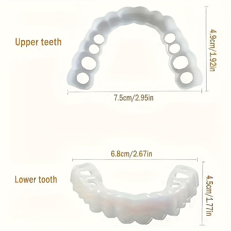 2 Pieces Unisex Comfortable Dental Veneers White Upper and Lower Denture Veneers for Daily Use Create Confident Smile