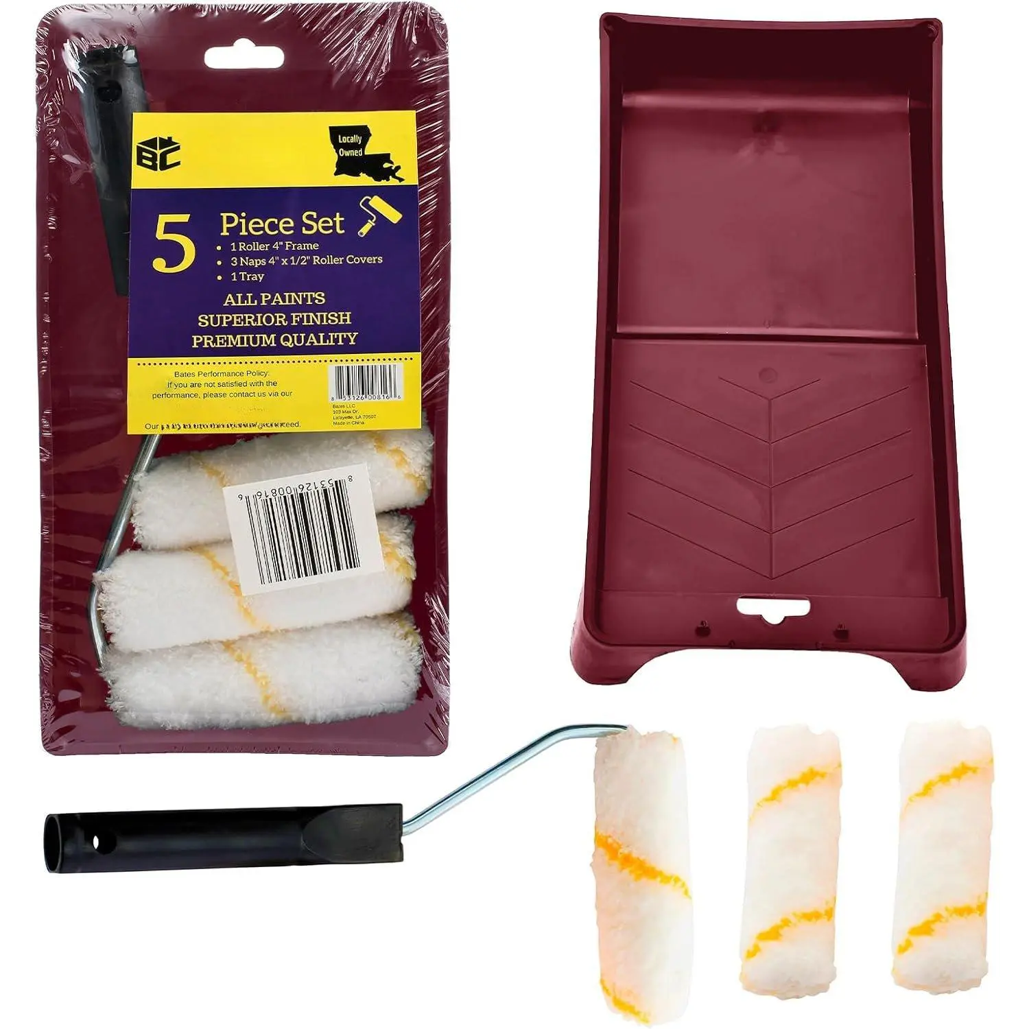 -  Tray Set,  Roller Kit, 5 count, 4 Inch Roller Kit, Small Roller Brush for House Painting Supplies