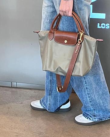 Felt Purse Organizer Insert for Longchamp Le Pliage Bag, Handbag Leather edge Longchamp Organizer Insert with Cup Holder Tote Organize(Black, Large)