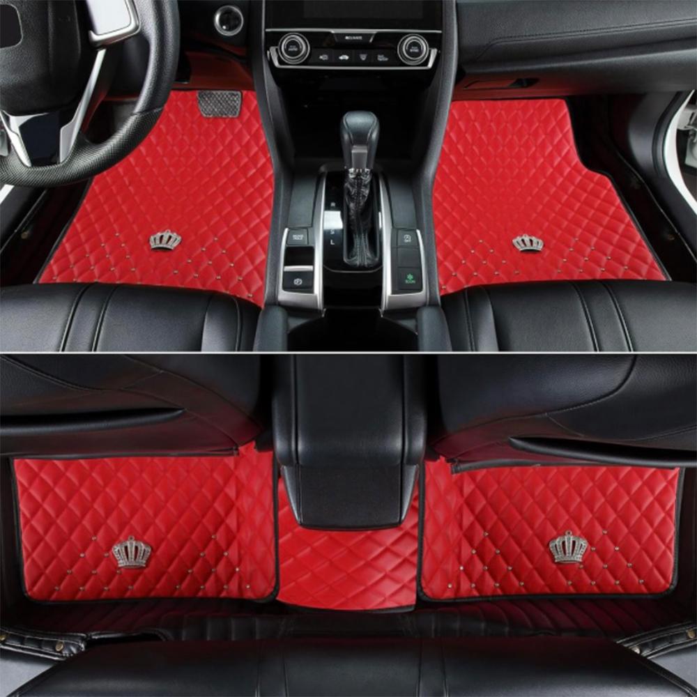 Car Floor Mat, 5 Counts/set Rhinestone Decor Vehicle Interior Floor Mat, Universal Car Interior Accessories for Women & Men, Car Accessories