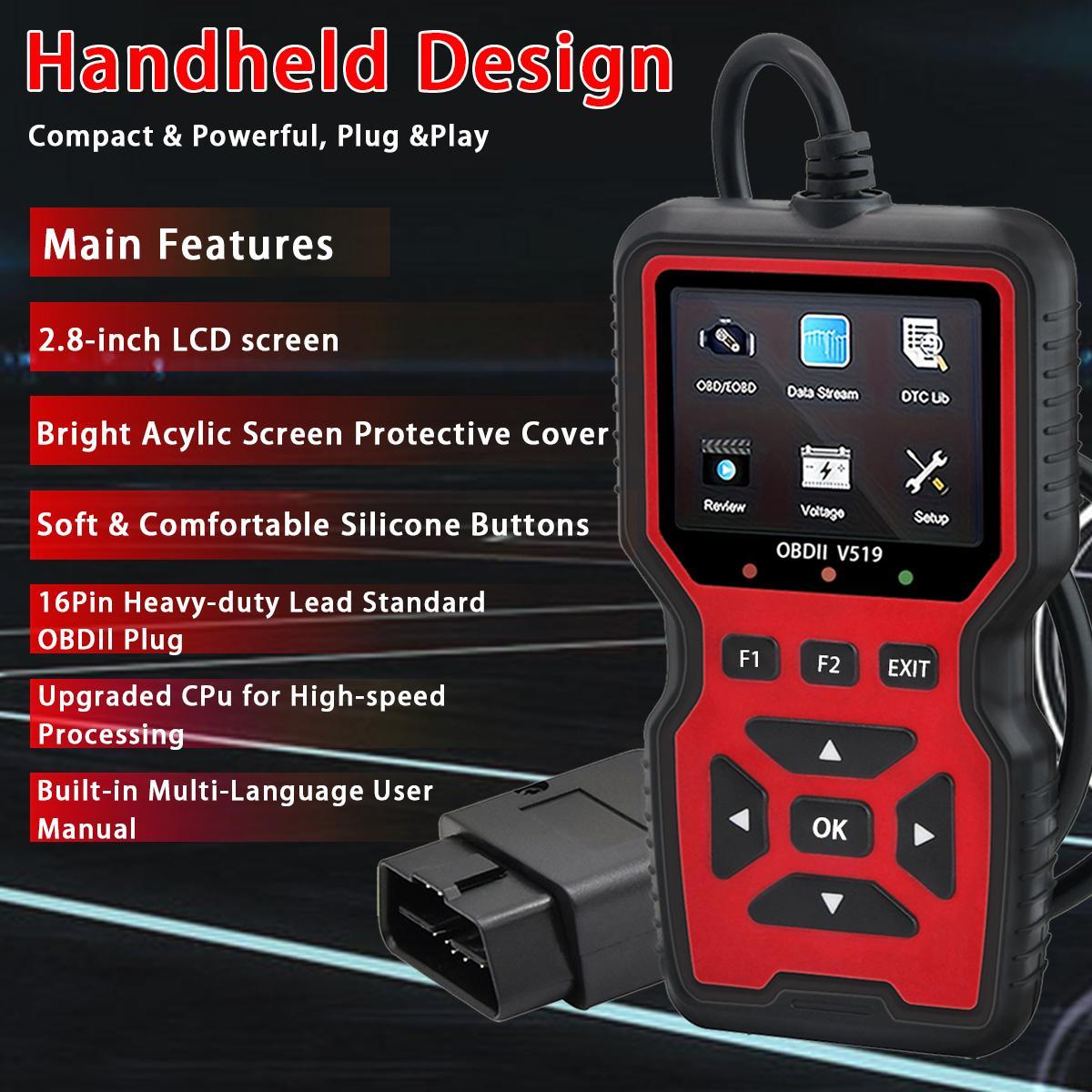 OBD2 Automotive Fault Code Reader, Engine Fault Diagnosis Scanner, Vehicle Diagnostic Tool, USB-Powered, Real-time Data, Clear Code, I/M Ready, Compatible with All Vehicles from 1996 Onwards