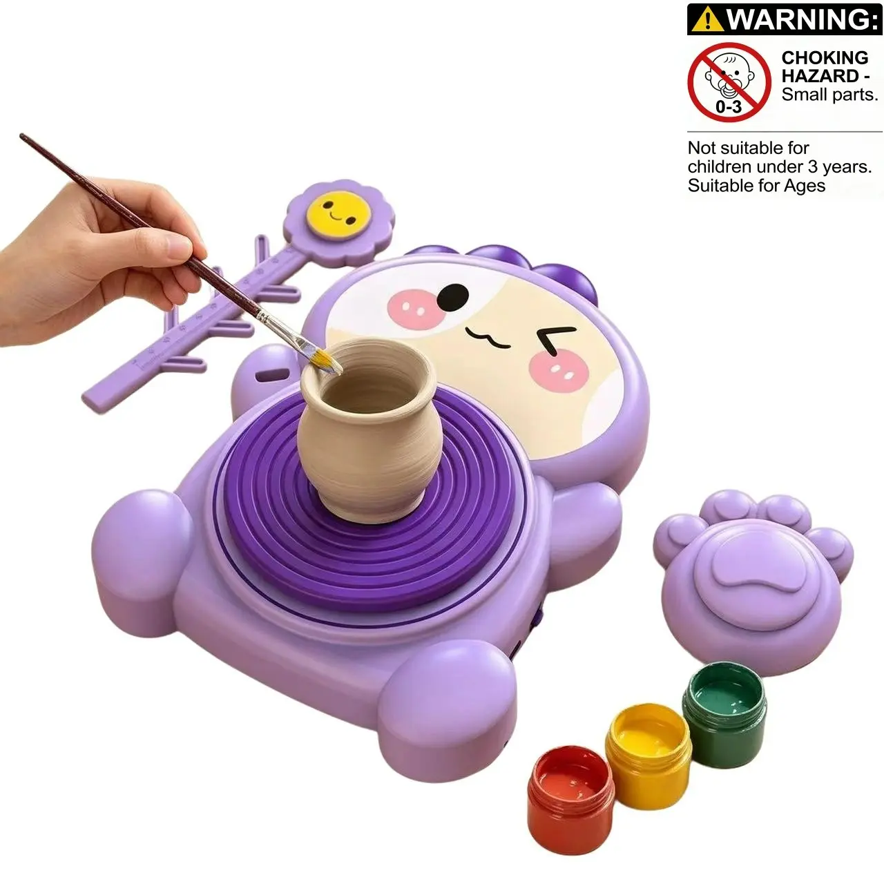 Little Dragon Pottery Making Kit, Foot-Powered Potter Wheel, Air-Dry Clay, Paints, Steam Science Creative Toy, Kids Gift 6-12 Years