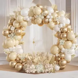 110Pcs Sand White and Gold Balloon Garland Arch Kit for Bridal Wedding Engagement Anniversary Baptism Birthday Party Decorations