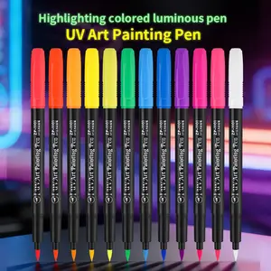 12-Color UV Art Marker Pens, Water-Soluble Ink, Fast-Drying, Washable, Ideal for Concerts, Parties, Tattoos, Nail Art, Role Play