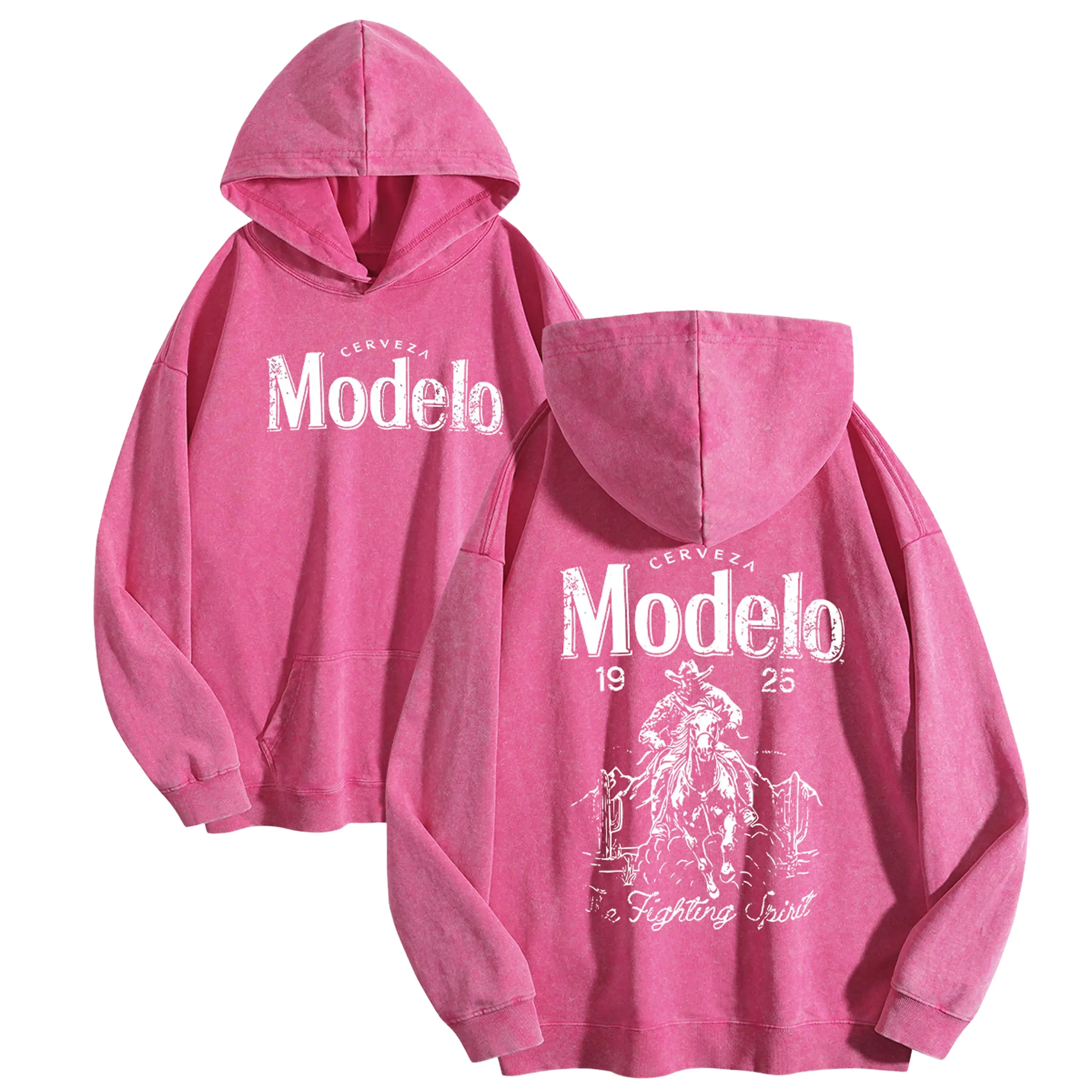 Women's Acid-Wash Vintage Street Cotton-Blend Hoodie, Casual Baggy Long-Sleeves Round-Neck Heavy Top, Unisex Coffee-Colored Autumn Comfortable Sweatshirt
