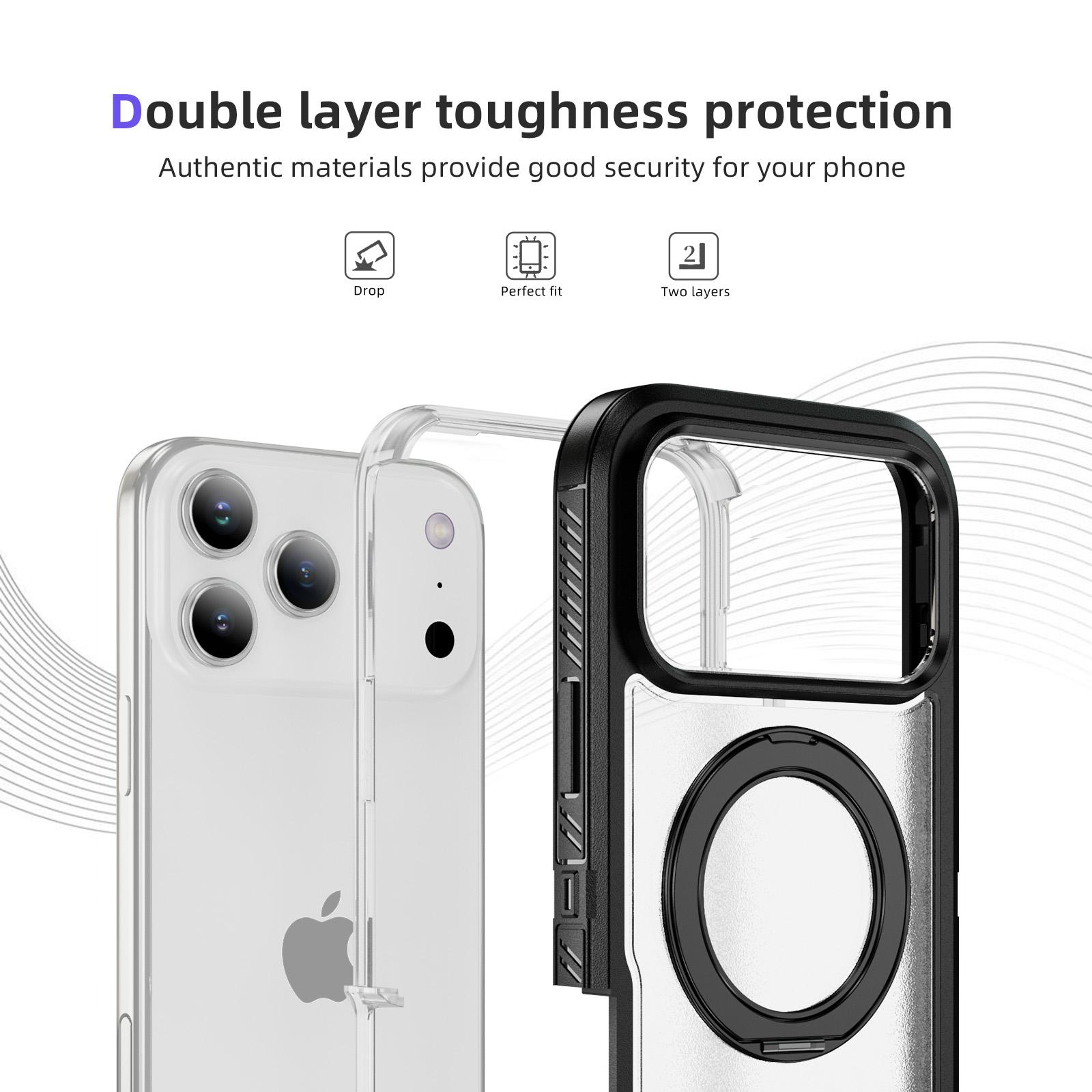 Compatible with iPhone 17 Pro Max Phone Case Supports Wireless Charging Viewing Stand Encapsulated Buttons Two-in-One Secure Phone Protective Case Compatible with iPhone 17 Pro
