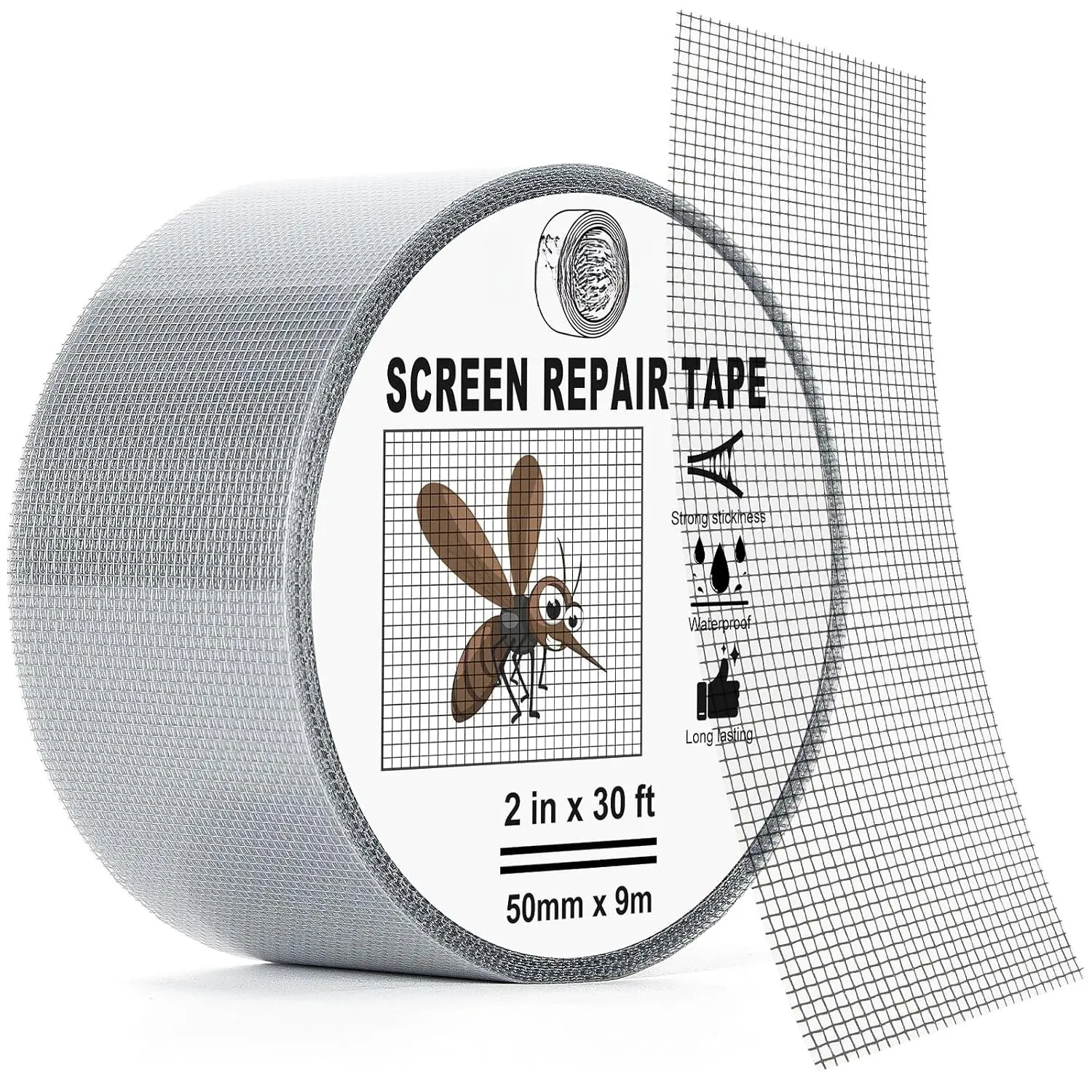 2" x 30FT Black Window Screen Repair  Fiberglass Mesh Patch