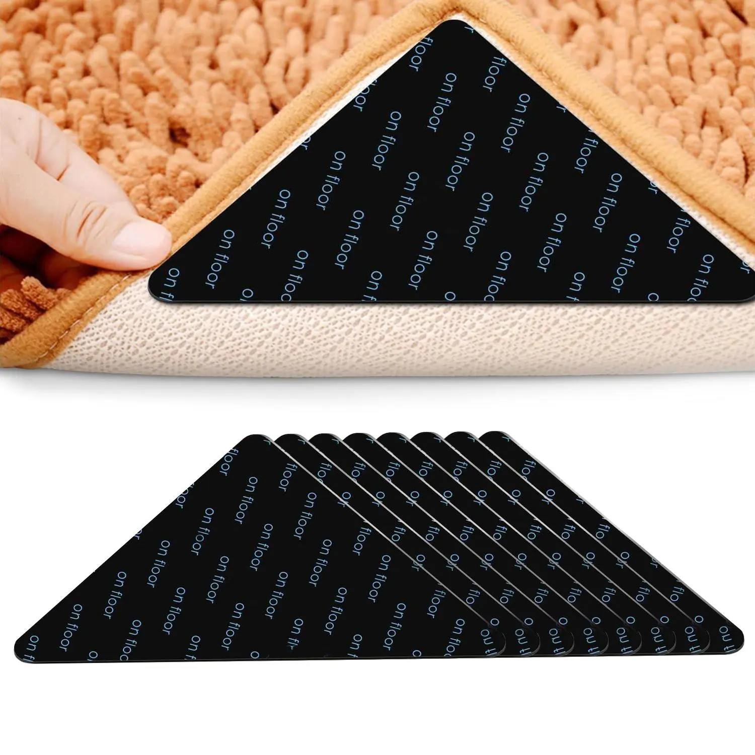 Non-slip Rug Pad Gripper, 8 Count/set Christmas Decor Reusable & Washable Synthetics Rug Tape for Hardwood Floors & Tiles, Floor Rug Pads, Floor Rug Grippers, Household Carpet Accessories, Christmas Decorations, Floor Protection, Room Essentials