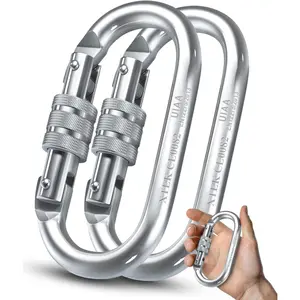 Heavy Duty Twist Locking Climbing Carabiner UIAA CE Rated 25kN/5620LB Industrial Strength Large Steel Oval Carabiners for Rigging Ropes