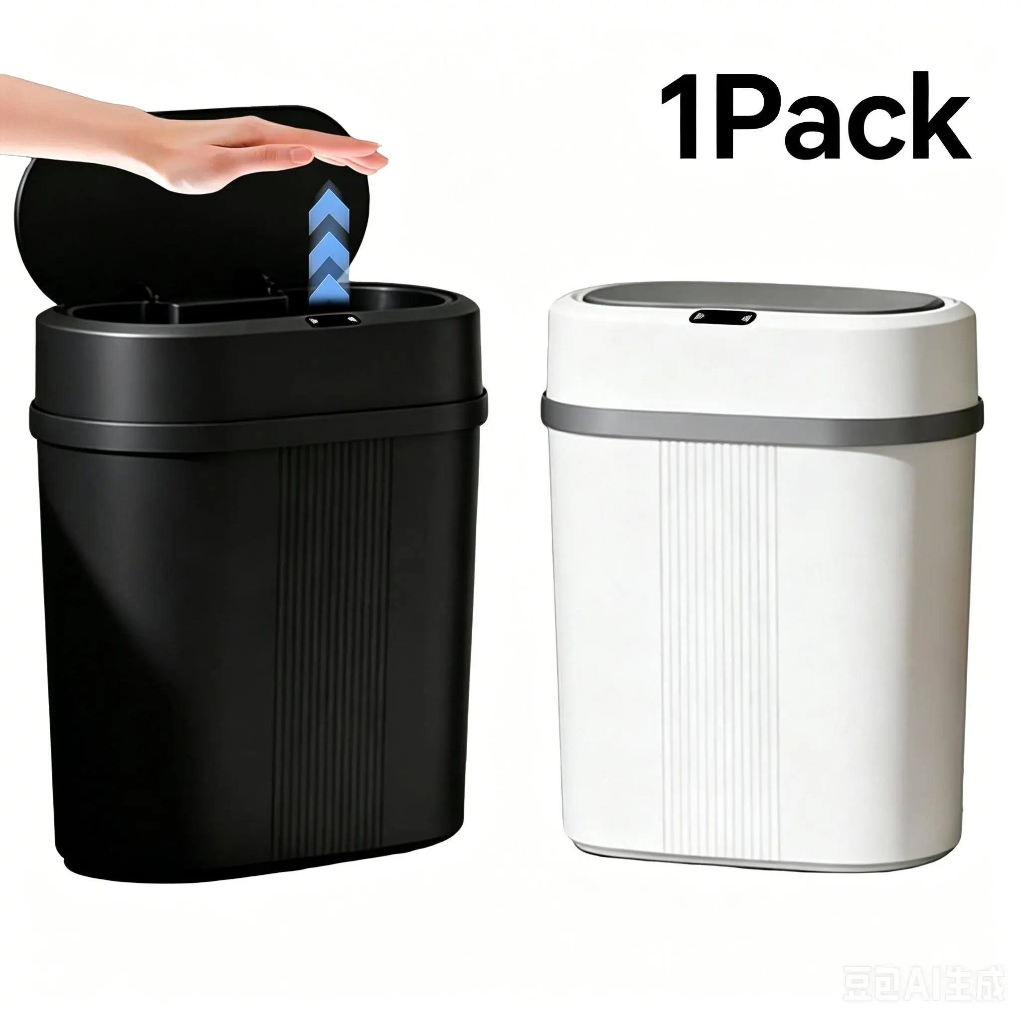 Smart Trash Can 3.43 Gallon Narrow Design, 0.3s Response Time, Hand Wave Open, Quiet Close, Odor Proof, 2 Aa Batteries Included, Smart Waste Bin, Smart Trash Bin