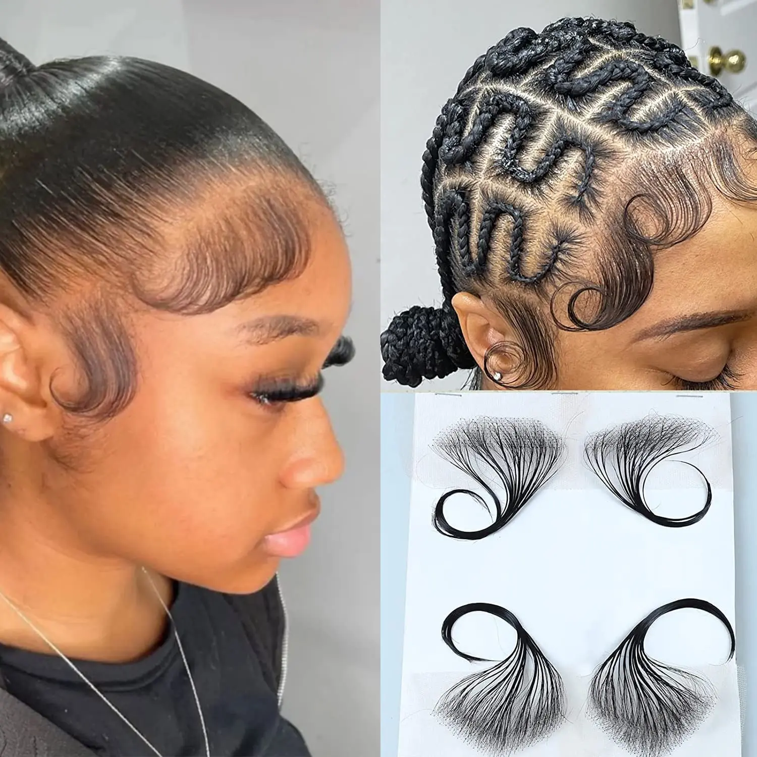 LuxMay Hair HD Lace Baby Hair Stripes Human Edge Reusable for Women Swiss Hairline 4 Pcs