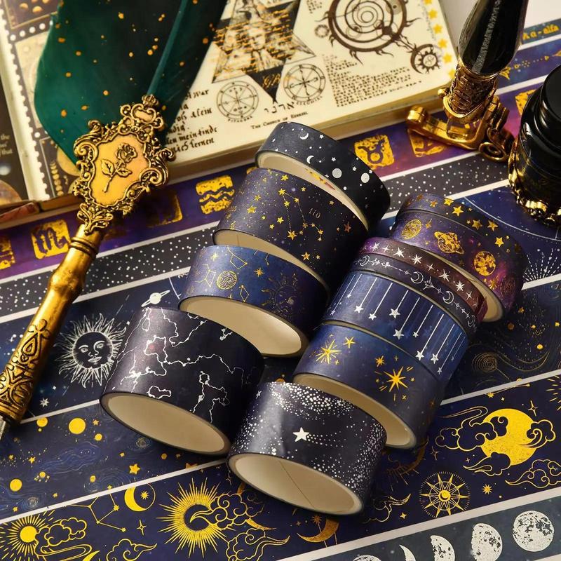Constellation Pattern Washi Tape, 20pcs/box Vintage Tape for Gifts Wrapping & Scrapbooking & Journal Making & Crafts, DIY Decorative Tape for School Home