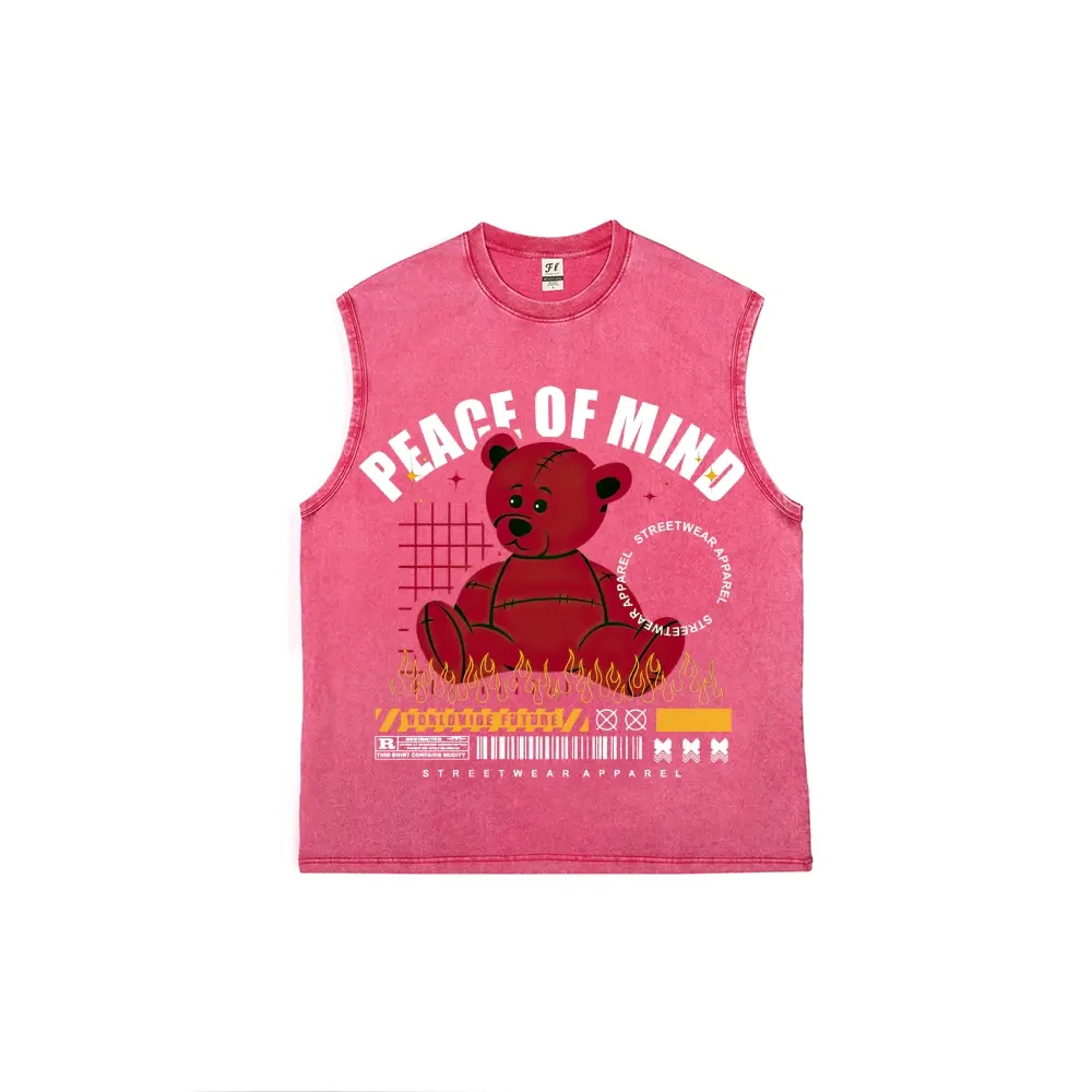 Men’s Peaceful Calm Cute Bear Graphic Sleeveless Muscle Tank Top Soft Lightweight Cotton Breathable Loose Fit Summer Gym Running Beach Training Everyday Casual Layering Vest Shirts