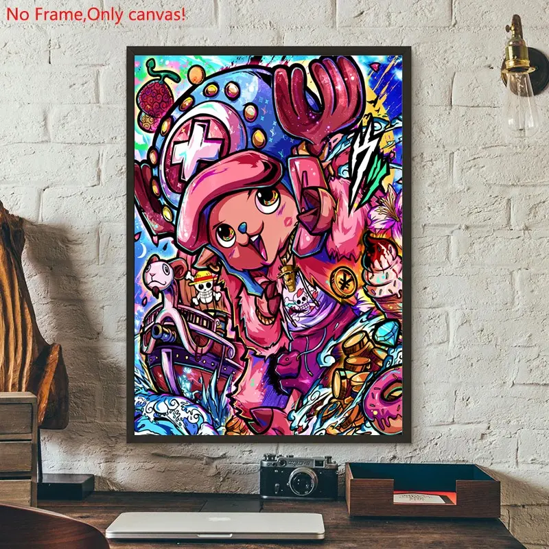 1 piece/set frameless canvas painting print poster,Classic passionate anime art，Killa Tony Chopper  One Piece，a perfect gift for anime lovers，ideal gift for bedroom, living room, dorm hallway, kitchen, mural, wall decoration, room decor