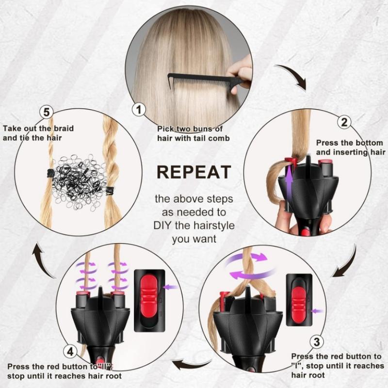 Automatic Braider Machine, Electric Braiding Tool for DIY Hairstyles, 360-Degree Rotating Smart Curling Tool for Perfect Christmas Gift