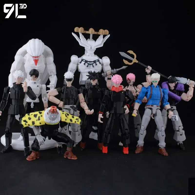 9L3D Jujutsu Kaisen Articulated Action Figure Model Toy - Gojo Satoru, Fushiguro Megumi, Ryomen Sukuna, Itadori Yuji, Okkotsu Yuta, Jointed Arms, for Anime Collectors, Articulated Figure