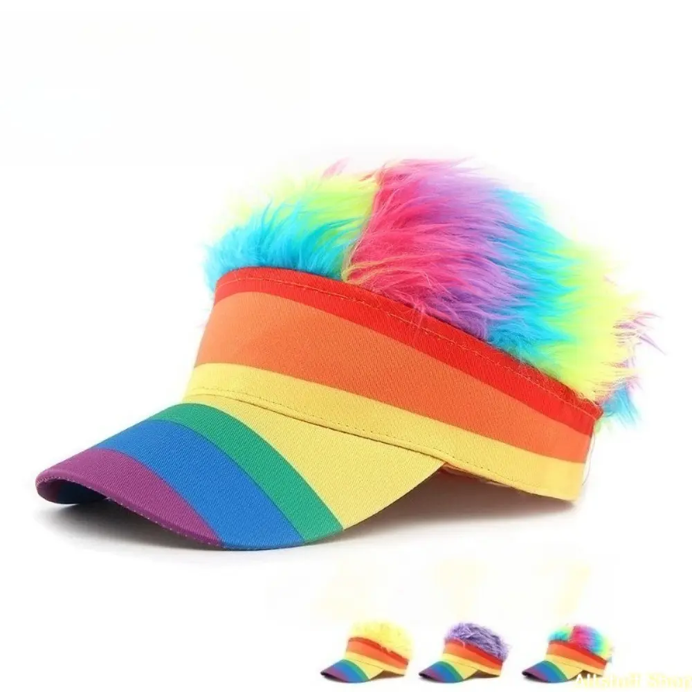 Unisex Cotton Outdoor Open-Top Baseball Cap with Spiky Wig - Colorful, Versatile, All-Seasons, Suitable for Female Hip-Hop Style & Golfing