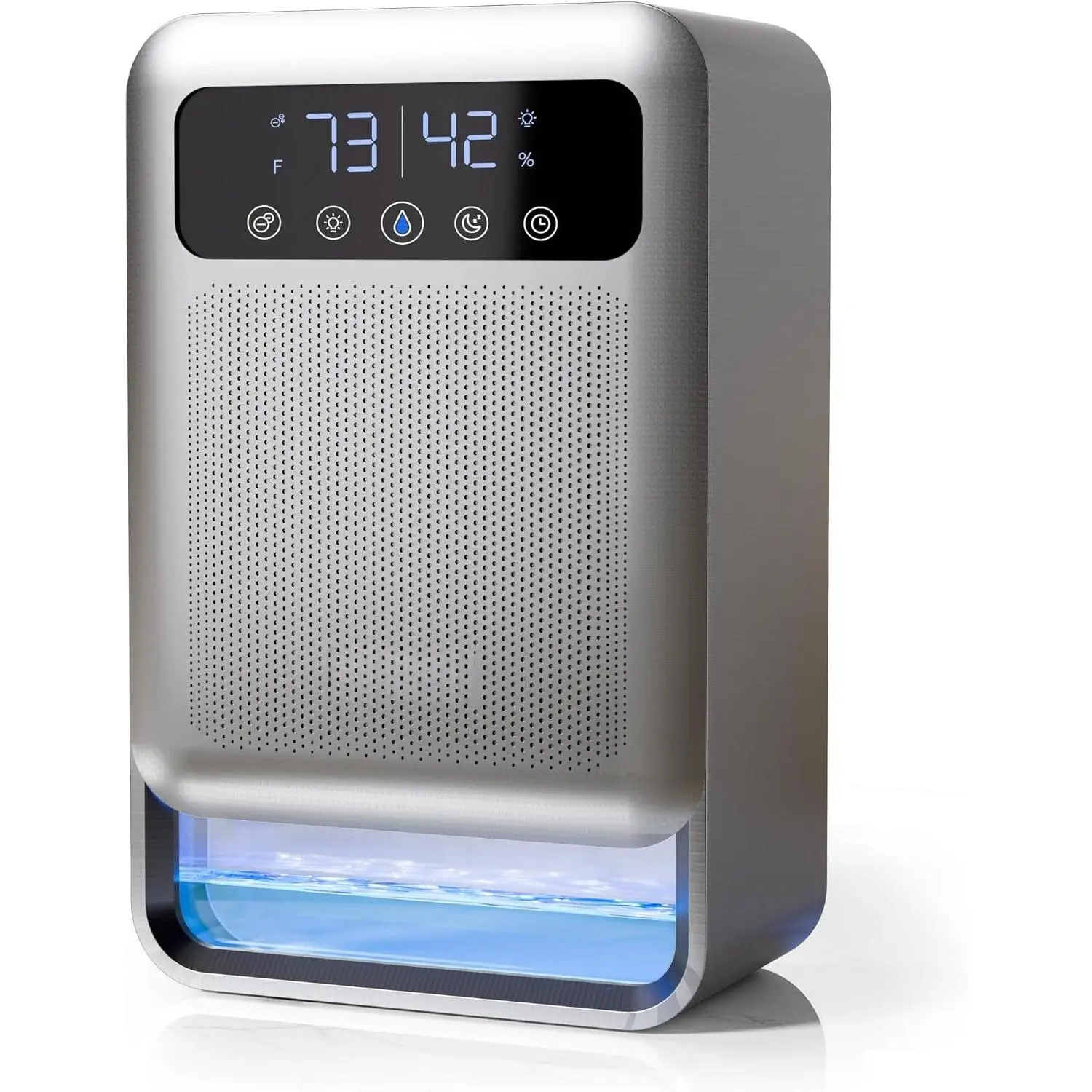 Air Dehumidifier, 135oz Water  W/Purifying Function, Quiet Small Dehumidifiers With Sleep Mode For , Bedroom, Bathroom, Basement W/Auto Shut Off, 7 Colors LED Light, Gray