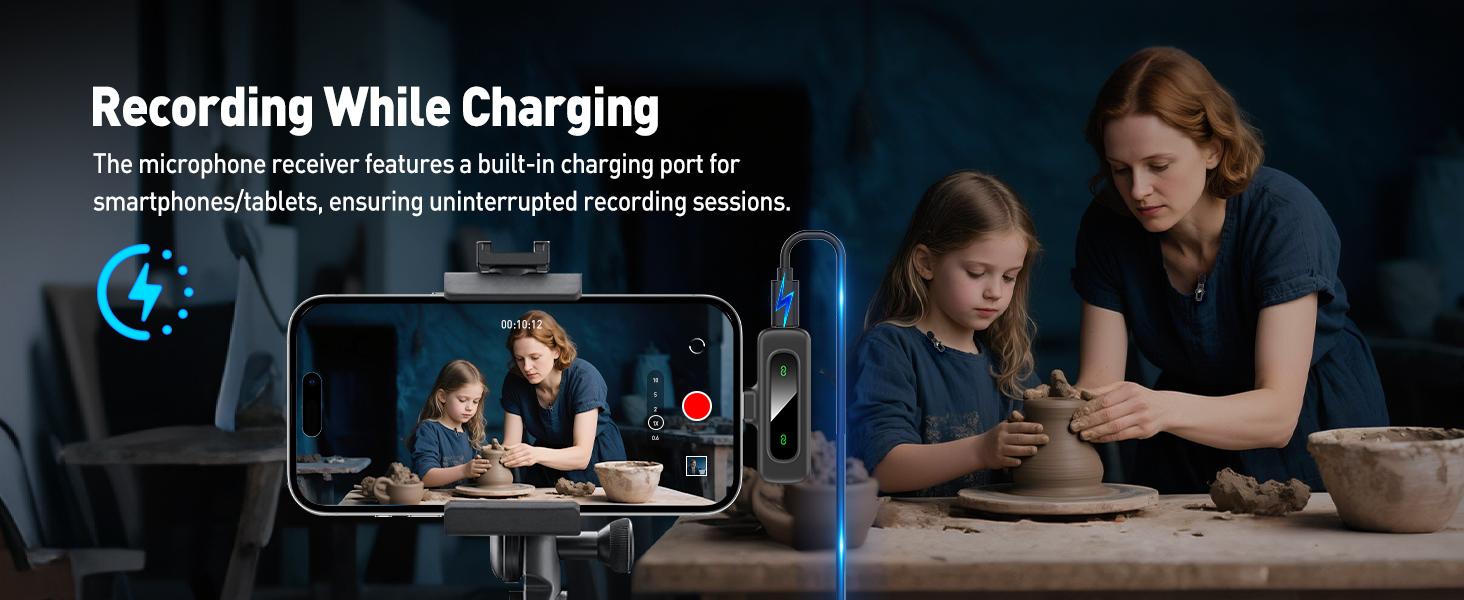 Mini Wireless Lavalier Microphone for iPhone and Android, Lapel Mic with Magnetic Clip-on for Video Recording, Lav Mic with LED Display for Podcasting, Vlogging, Content Creation and Interviews