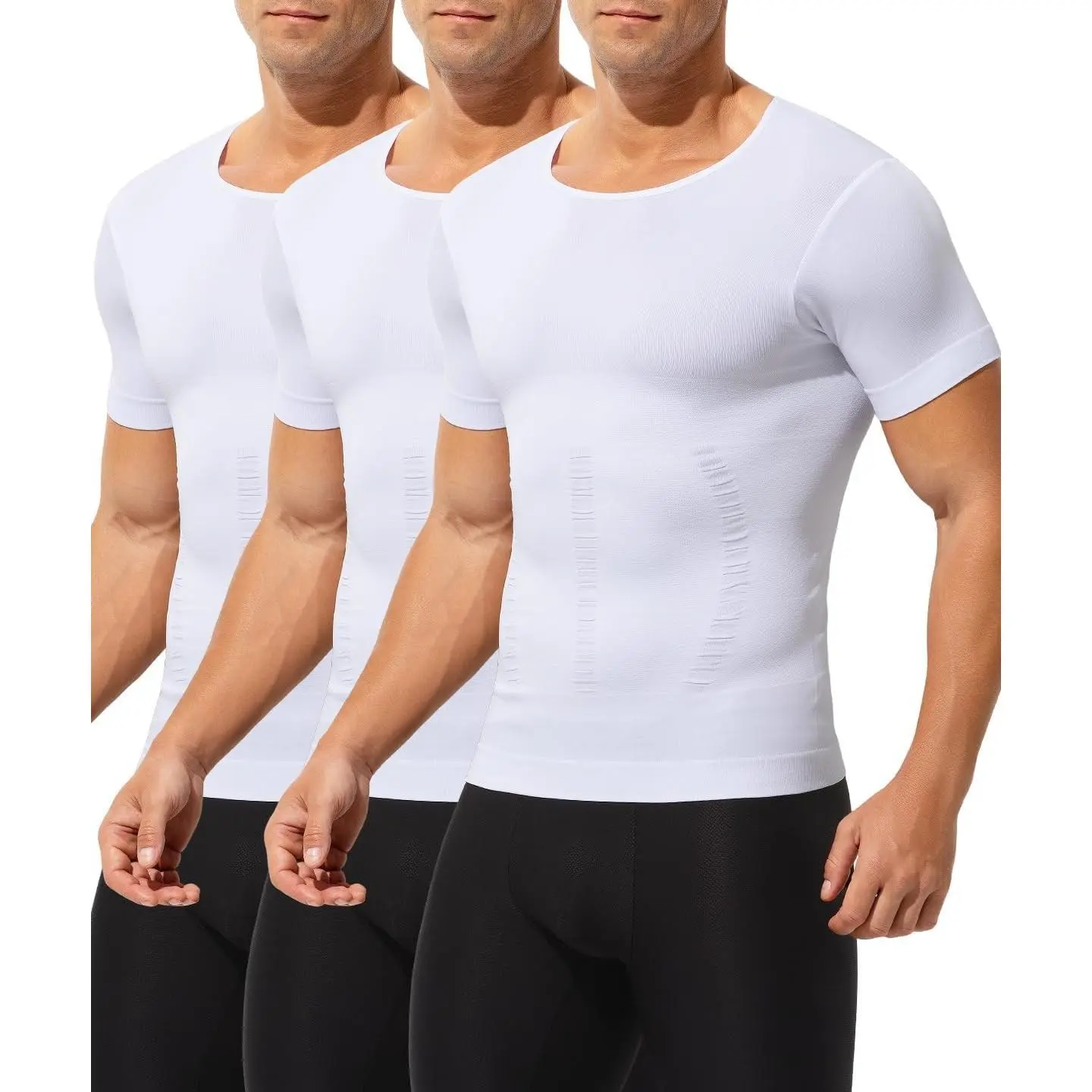 Mens Compression Undershirts,Slimming Shirts Tummy Control Shapewear Muscle Suit Body Shaper for Men