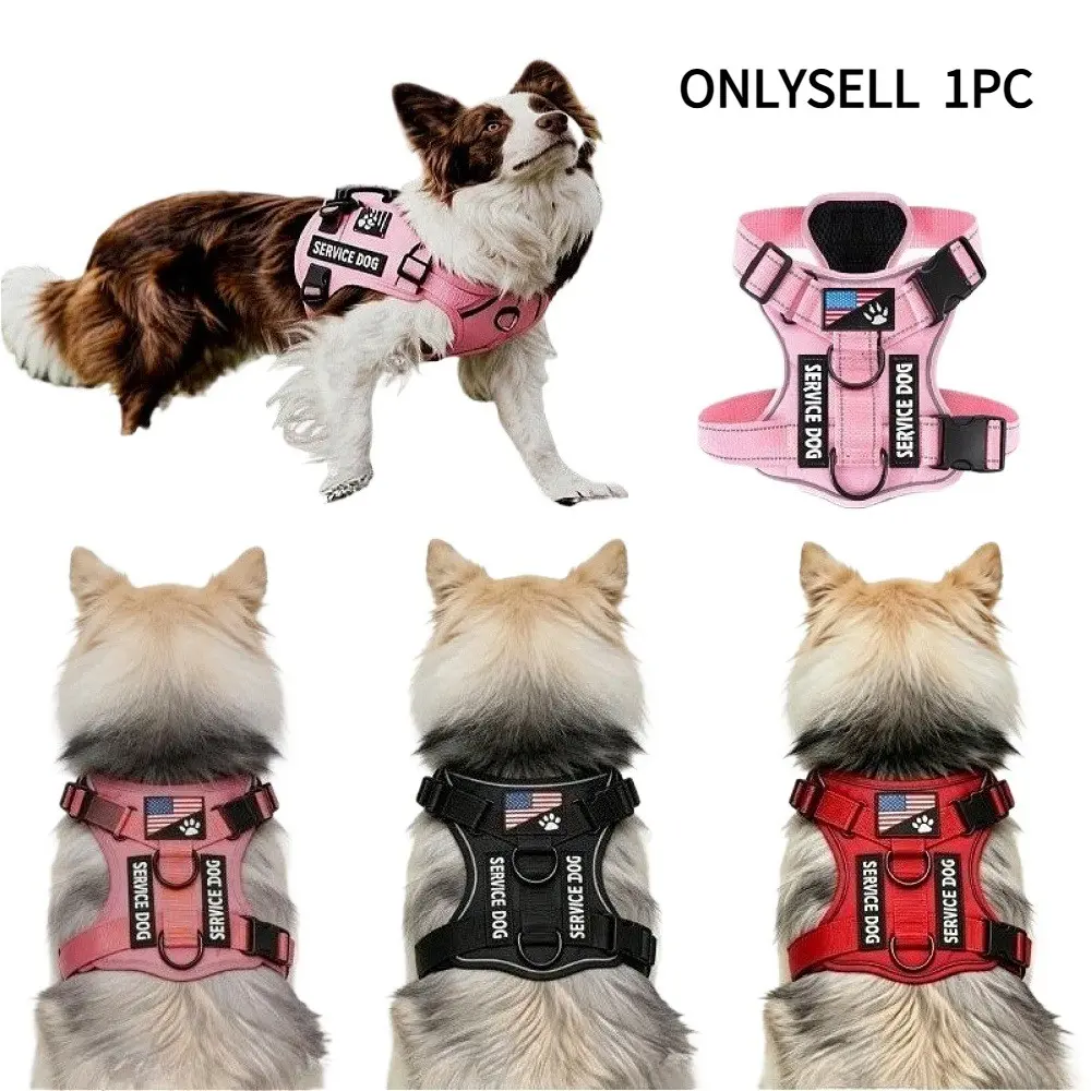 Heavy Duty Tactical Dog Harness for Large Breeds – Durable No-Pull Reflective Vest with Padded Handle, Adjustable Escape Proof Chest Strap for Outdoor Training, Service Dog Gear