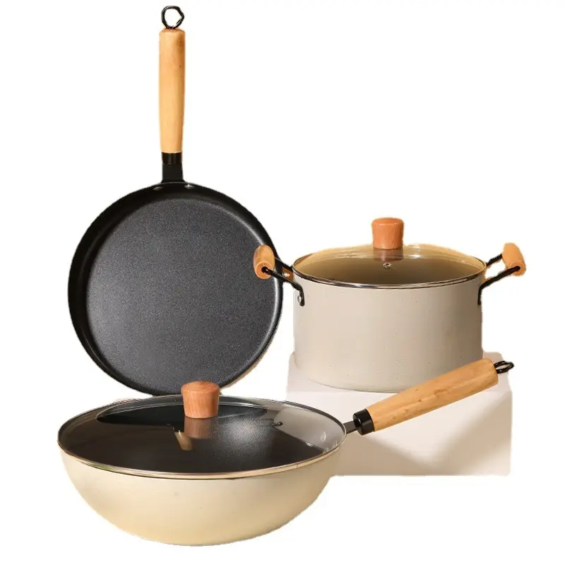 3 Piece Nonstick Premium Cookware Set Kitchen Pots Pans Set with Lids Non Stick Frying Pan Cooking Utensils for Home Cooking