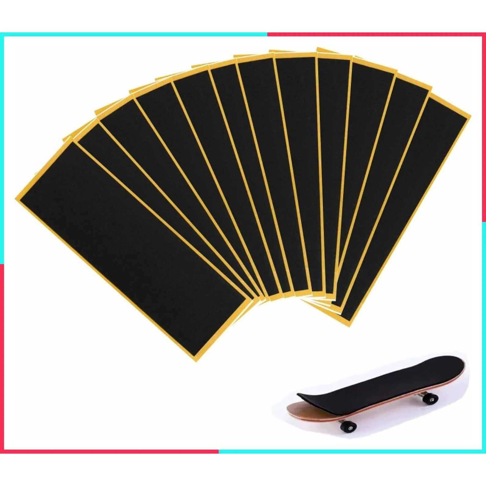 24Pcs Foam Grip Tape for Fingerboards, 38x110mm Professional Black Wooden Mini Skateboards