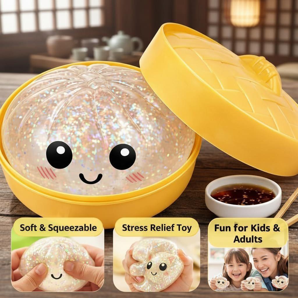 Dumpling Squishies carry around soft non-stick hand squeeze pull back decompression toy