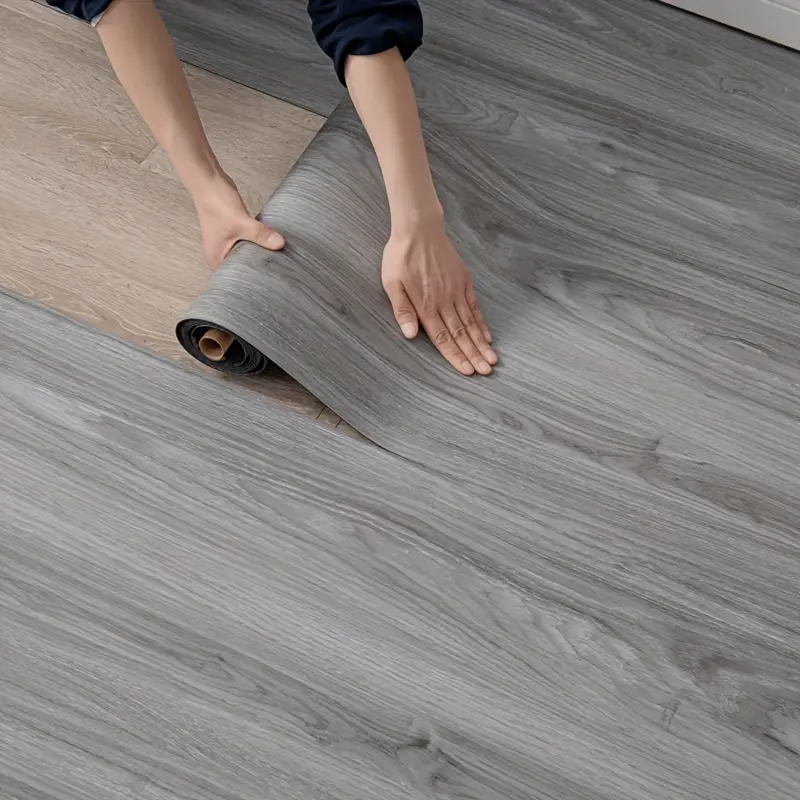 1 Roll Wood Grain Vinyl Floor Sticker Self-Adhesive Waterproof Removable for Kitchen Tiles Countertops Home Decoration Peel And Stick Flooring 118inx15.7in 1.5mm